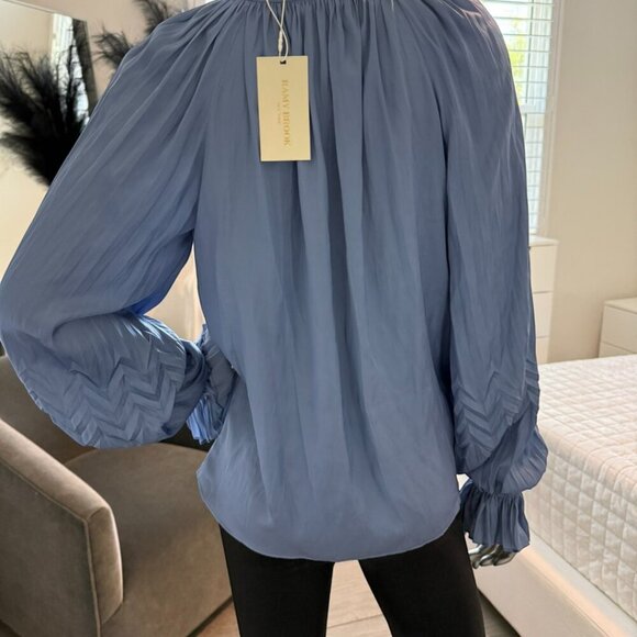 Ramy Brook Blake Long Sleeve Blouse Top Blue Size XXS Oversized NWT - Picture 5 of 9